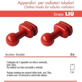 Pika' 2 Appendini per Radiatori LIU' SFERA Colore Rosso