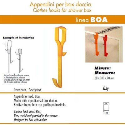 Pika' 1 Appendino per Box Doccia BOA Satinato Giallo 30 Centimetri Accessorio Bagno