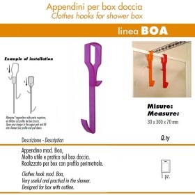 Pika' 1 Appendino per Box Doccia BOA Satinato Fucsia 30 Centimetri Accessorio Bagno