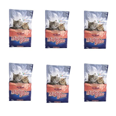 Multipack da 6 di Miglior Gatto Croccantini per Gatti con Salmone Confezione da 2 kg Cadauno