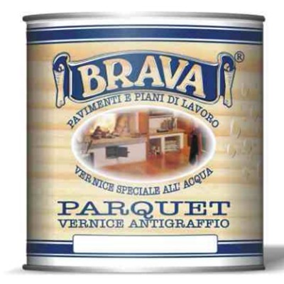 Vernice Parquet Trasparente Lucida All'acqua ml 750 Brava 