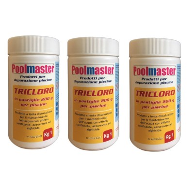 Multipack da 3 Kg di Pastiglie Tricloro Poolmaster da 200 Grammi Ciascuna