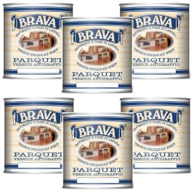 Multipack 6 Pezzi Vernice Parquet Trasparente Satinata All'acqua ml 750 Brava 