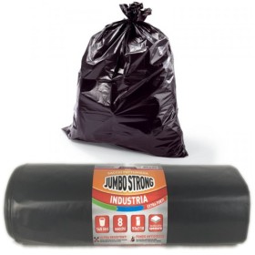 Sacchi per Pattumiera Jumbo Strong Extra Forti 8 Sacchi da 145 Litri Ciascuno Neri