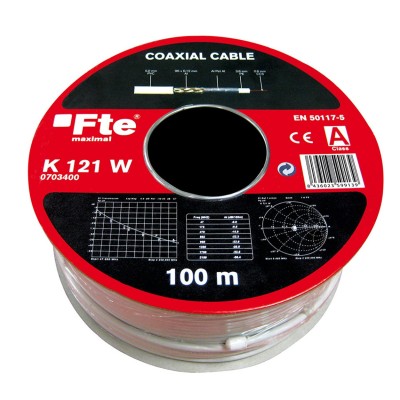 Cavo TV Coax 5 MM PVC Colore Bianco 100 Metri FTE K121W