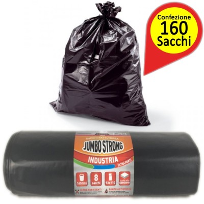 Sacchi per Pattumiera Jumbo Strong Extra Forti Confezione da 160 Sacchi