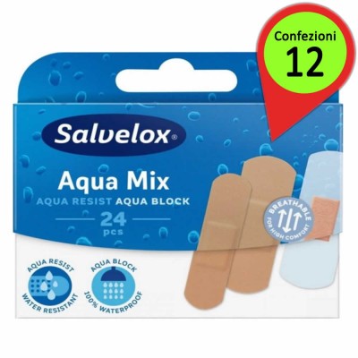 Cerotti Salvelox Aqua Mix Confezione da 288 Cerotti Assortiti Confezioni 12