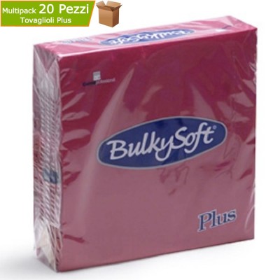 Bulkysoft Multipack da 20 Pacchi di Tovaglioli Rainbow Plus 2 Veli 38 x 38 cm Bordeaux