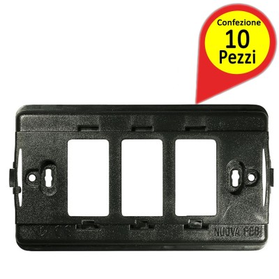 Supporti 3 Posti Plastica Feb Compatibile Serie Magic Bticino 2603 Pezzi 10