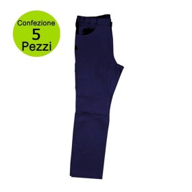 Multipack 5 pz TG. L Pantaloni da Lavoro Professionali Delta 240 gr Blu/Nero