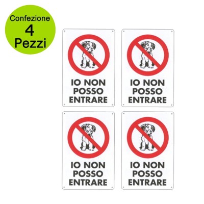 Cartello Divieto Accesso per Cani Multipack da 4 pz