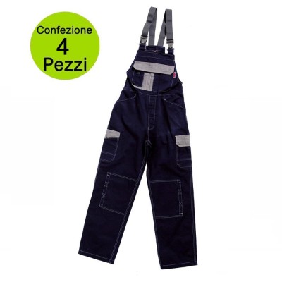 Multipack 4 pz Salopette da Lavoro Globo Professionale SLIM FIT TG. XXXL