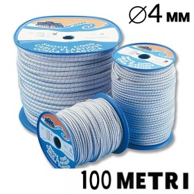 CORDA ELASTICA SPECIALE MARINA BIANCA FILOSEGNALE BLU NAVY DIAMETRO 4 MM IN BOBINA DA 100 METRI NAUTICA