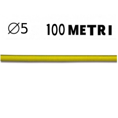 CORDA ELASTICA COLOR DIAMETRO 5 MM GIALLA BOBINA DA 100 METRI NAUTICA