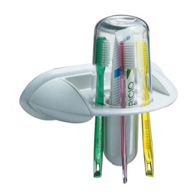 Bama Portaspazzolini Con Bicchiere Bianco Linea Perla 22x6.7x11.5 Cm