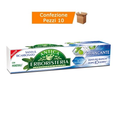 Multipack da 10 Dentifricii Antica Erboristeria Sbiancante con Salvia Confezioni da 75 Millilitri Ciascuna