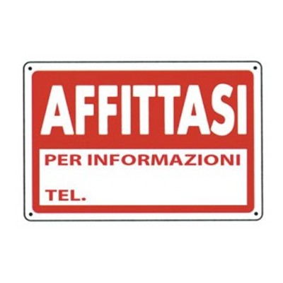 Cartello Affittasi in PVC Resistente Dimensioni 300x200 mm