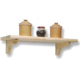 MENSOLA IN ABETE GREZZO CON REGGIMENSOLE STONDATA CM 100X25X1,8