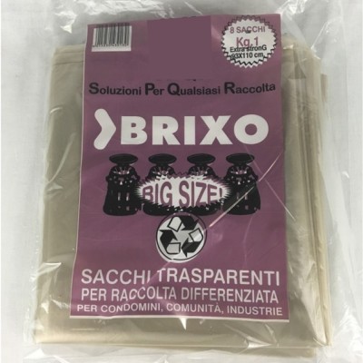 Sacchi per Pattumiera Jumbo Strong Extra Forti 8 Sacchi da 145 Litri Ciascuno Trasparente