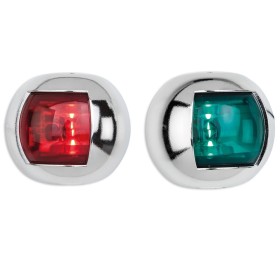 Luci di Via a Led Cromate Sinistra Rossa e Dritta Verde Coppia Omologate 112,5 Gradi per Barca