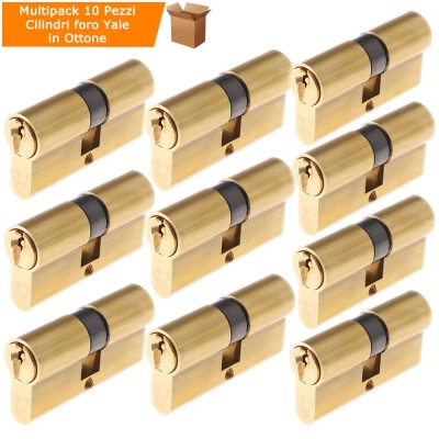 Multipack 10 Pz Cilindro ad infilare mm 60 In Ottone Lucido Per Serratura