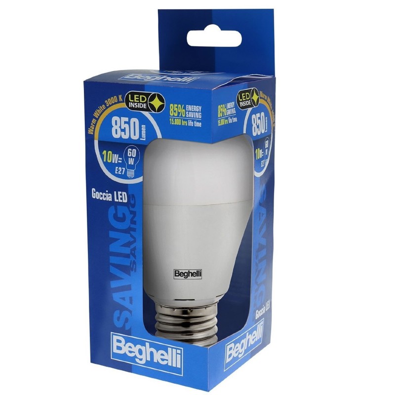 LAMPADA SAVING LED GOCCIA 10W E27 4000K BEGHELLI