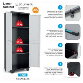 Armadietto alto a doppia anta e 3 ripiani cm 68x39x173 serie Linear