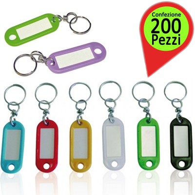Portachiavi Targhette Segna Nome Colorate Con Anello Pezzi 200