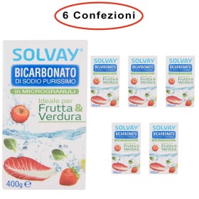 Solvay Bicarbonato di Sodio Ideale per Frutta & Verdura e Superfici 6 Confezioni da 400 Grammi