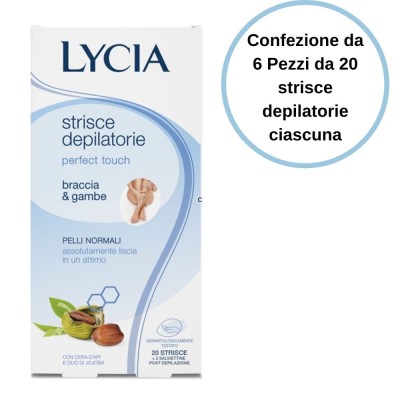 Lycia Strisce Depilatorie Braccia e Gambe Perfect Touch Confezione da 6 Pezzi da 20 strisce