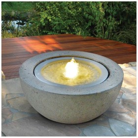Fontana a Sfera Mezzaluna con Led e Pompa in Resina Dimensioni 50 x h 24 cm Giardino Magic