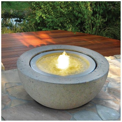 Fontana a Sfera Mezzaluna con Led e Pompa in Resina Dimensioni 50 x h 24 cm Giardino Magic