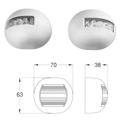 Coppia Fanali Luci di Via Rosso e Verde Luce Led Colore Bianco Per Navigazione