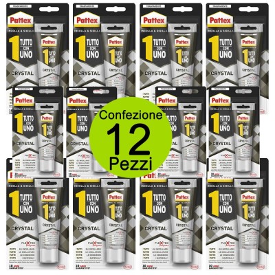 Multipack 12 Pezzi Adesivo Pattex sigillante trasparente con esclusiva formula Flextec