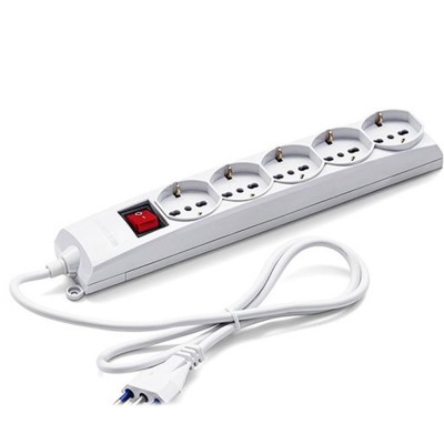 Multipresa a 5 uscite universali 2P+T 16A Bivalente e Schuko Senza Cavo