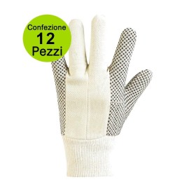 Multipack 12 pz Guanti da Giardino Puntinati in Cotone Palmo in PVC Donna Grigi