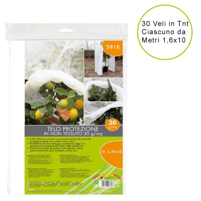 30 Teli di Protezione per Piante da Esterno TNT 30 gr/mq Ciascuno Metri 1,6x10 