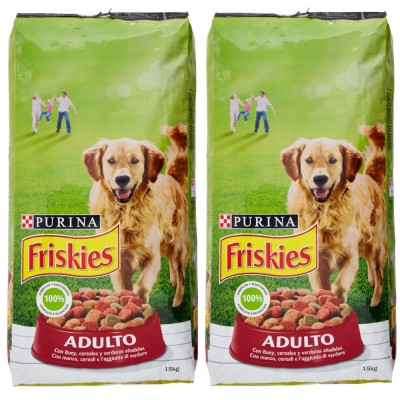 Multipack da 2 pz di Purina Friskies Crocchette Con Manzo E Aggiunta Di Verdure Per Cani Adulti 15 kg Cad