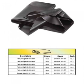 Telo per Laghetto Nero in PVC metri 4,00 x 5,00 mt