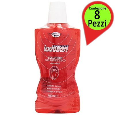 Iodosan Colluttorio Anti Batterico Antiplacca Confezione da 8 Colluttori da 500 ml Ciascuno