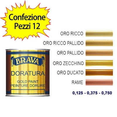 Vernice Doratura Per Esterno Rame Naturale a pennello ml 125 BRAVA Confezione pezzi 12