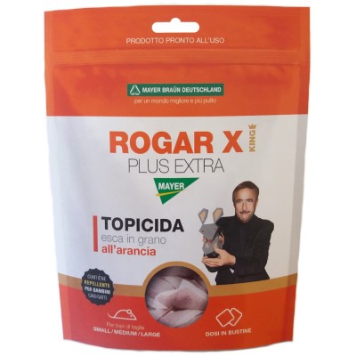 Rogar X Topicida Esca in Grano all'arancia Per Topi Small Medium Large Grammi 150