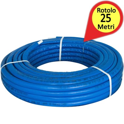Tubo Multistrato Diametro 32 x 3,0 mm Rivestito Rotolo 25 Metri Rivestito Blu