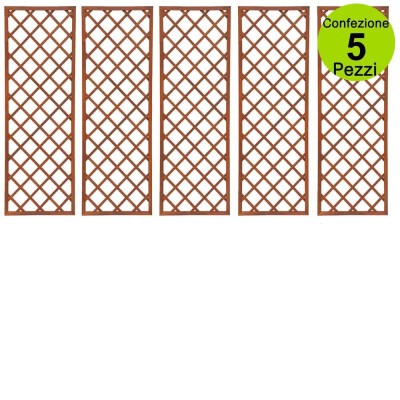 Multipack 5 pz Tralicci Fissi Colore Marrone con Cornice 0,60 x h 1,80 Metri in Legno