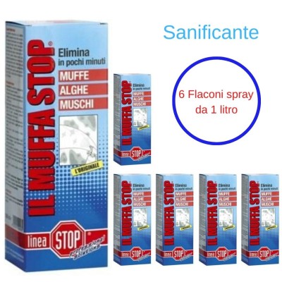 Multipack da 6 Muffa Stop Linea Stop Elimina Muffa Ideale per Casa e Esterni Flacone da 1 Litro Ciascuno