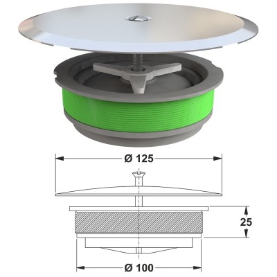 Tappo ad Espansione Diametro mm 100 Ombrello Inox mm 125
