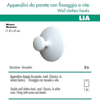 1 Appendino da Parete CLASSIC DISCO Fissaggio a Muro Bianco