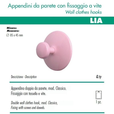 1 Appendino da Parete CLASSIC DISCO Fissaggio a Muro Rosa