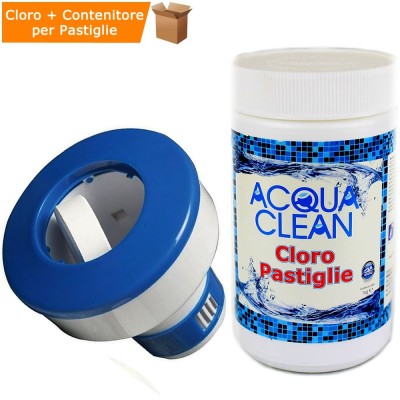 Cloro In Pastiglie 1 Kg + Diffusore di Pastiglioni Pasticche Dicloro Tricloro
