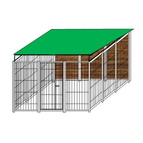 Recinto per Cani da 3x3 Metri Coperto con Tetto e Retro in Legno Zincatura Elettrolitica